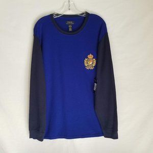 NEW Polo Ralph Lauren Crest Patch Thermal Waffle Knit L/S Shirt Sleepwear Sz XL